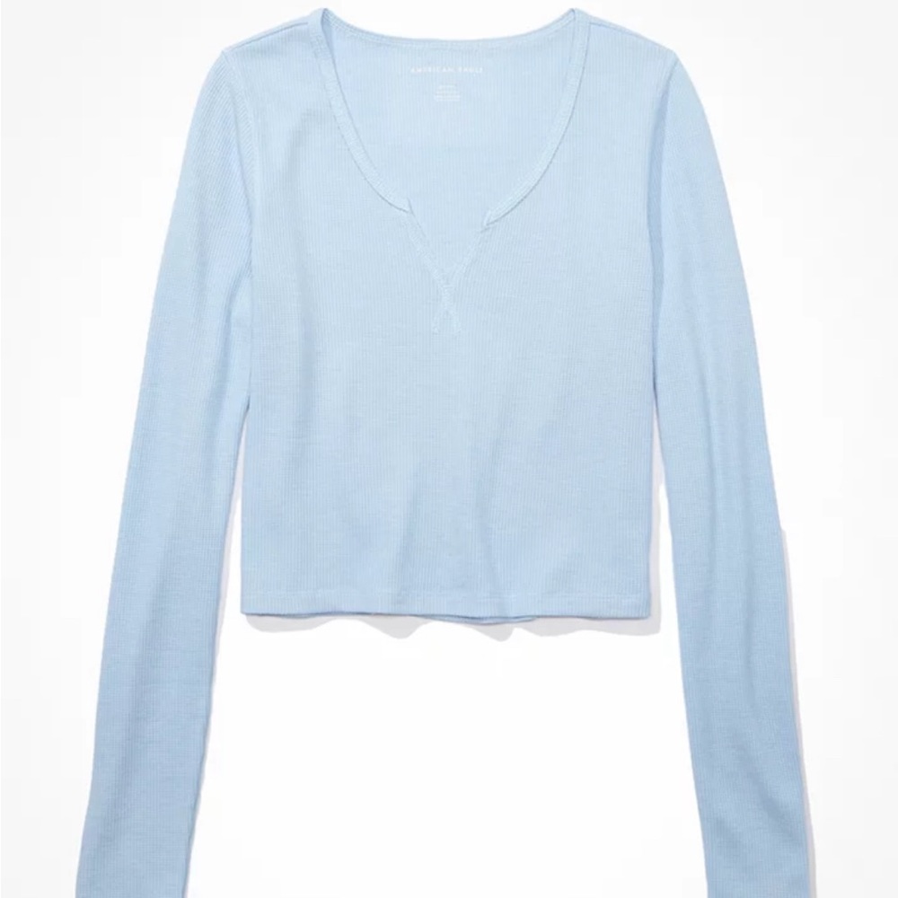 AE Cropped Long Sleeve Waffle Tee
